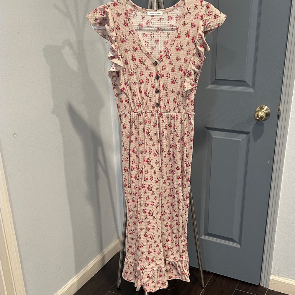 Elegant Floral Ruffle Maxi Dress‎